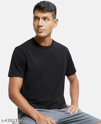 Men's Cotton T Shirt | Round Neck | Half Sleeve | Plain - Regular Black Tshirt